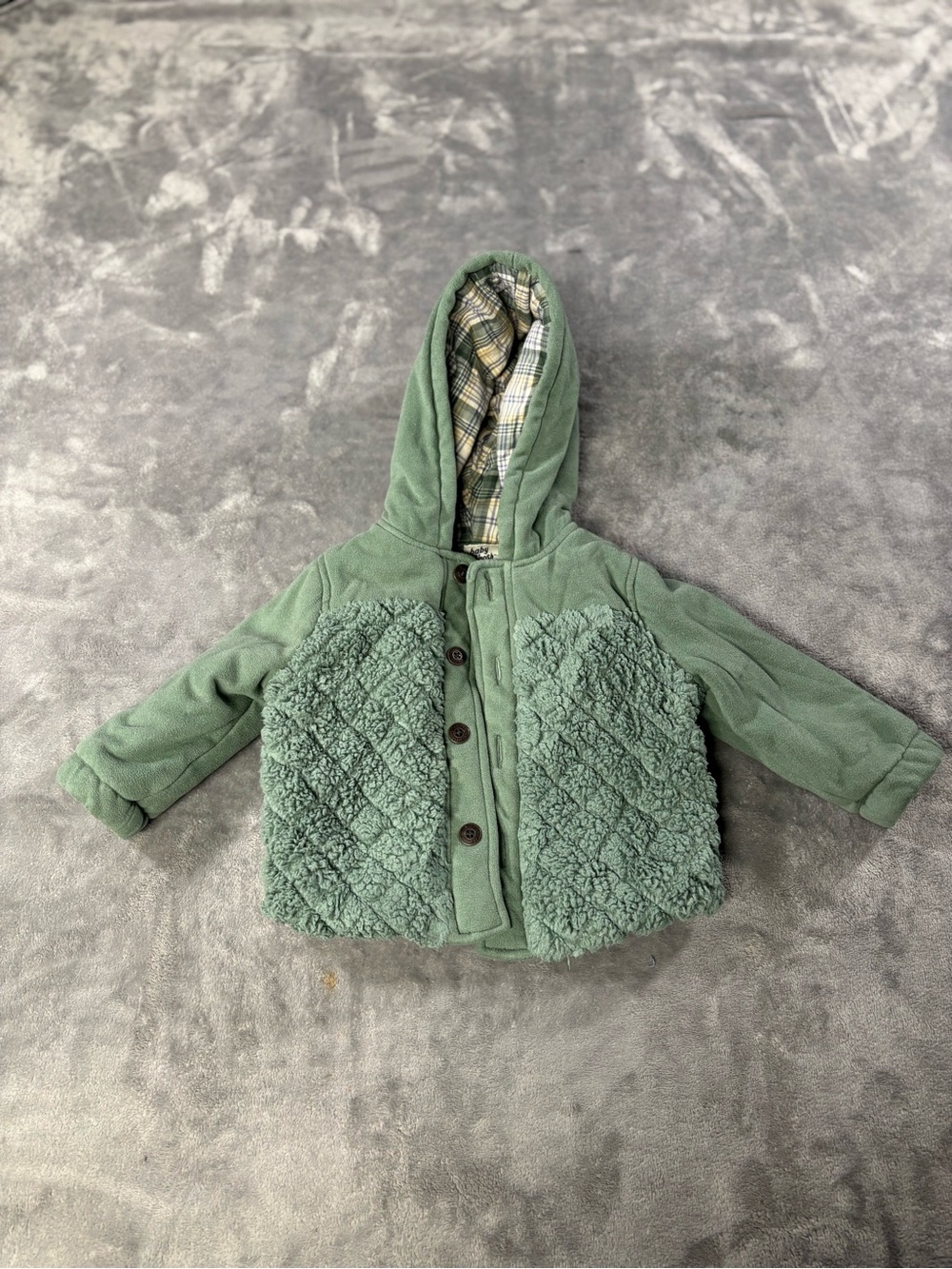 Cozy Green Hooded Sherpa-Front Kids Puffer Jacket
